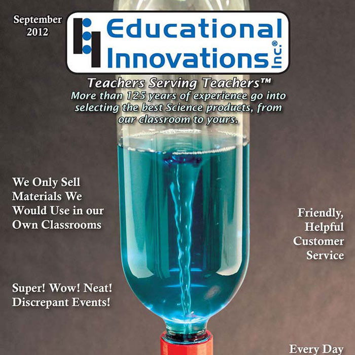 Educational Innovations catalog cover featuring a Tornado in a bottle